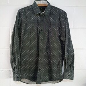 Bristol & Bull Black Polka Dot Button Up Long Sleeve Cotton‎ Shirt Men's MEDIUM